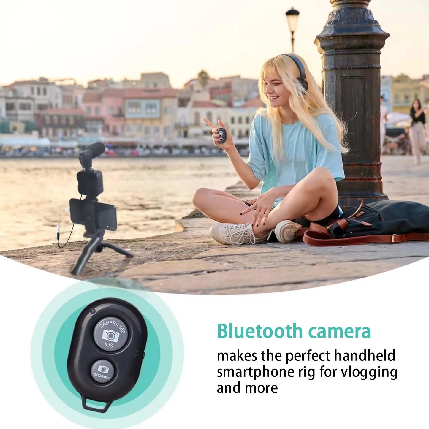 Kit para iPhone Android com Tripé Mini Microfone Starter Vlog kit para TikTok Live Stream Video YouTube