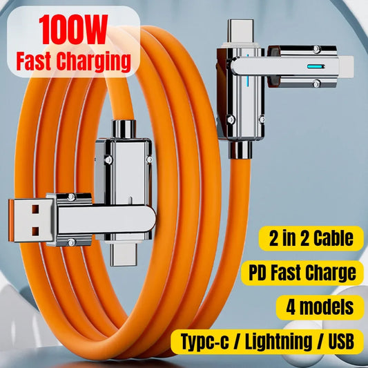 4in1 USB C Lightning Cable 120W PD Fast Charging Data Wire 5A Metal USB Multi Charging Cord For iPhone 15 Samsung Xiaomi