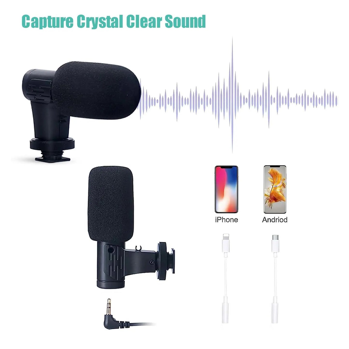 Kit for iPhone Android with Tripod Mini Microphone Starter Vlog kit for TikTok Live Stream Video YouTube